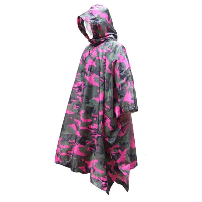PU Rubber Foldable Raincoat Waterproof Printed Rain Coat Free Size Women Camping Rainwear Rainsuit Adult Outdoor Hiking Poncho: rose