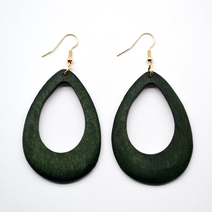 Yuluch 2018 nova moda nova personalidade brincos de madeira para as mulheres do vintage simples jóias para meninas festa presente arte acessórios: Green