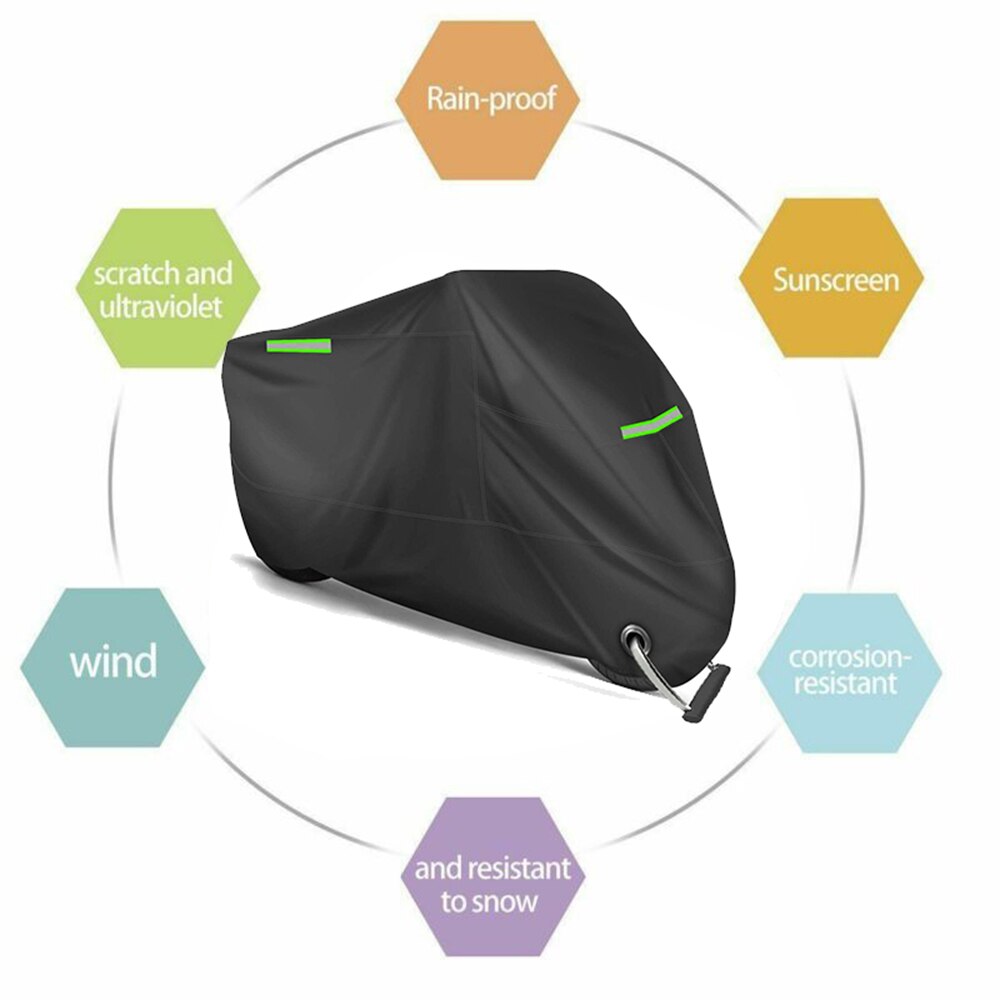 Zwarte motorhoes waterdicht xxl regen stof beschermer 27.00*23.00*7.00cm