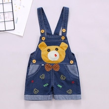 DIIMUU Arrivel Baby Clothing Summer Shorts Overalls Cartoons Casual Printing Denim Jumpsuits Kids Clothes Suspender Pants