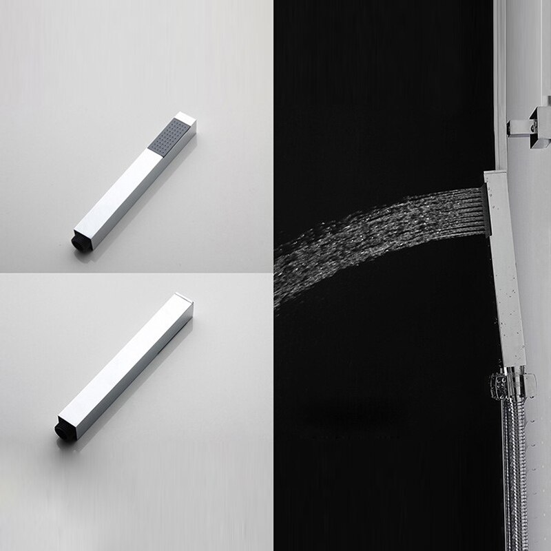 Handdusch handduschhuvud badrumsblandare tillbehör produkter solid mässing krom finish fyrkantiga, handhållna duschmunstycken