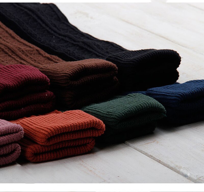 Gebreide overknee sokken dames herfst winter warme lange kousen effen kleur zwart grijs koffie kleur sokken