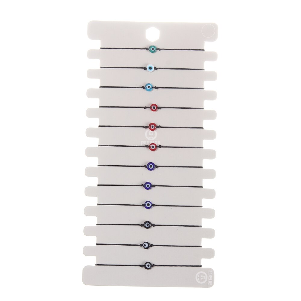 Pulsera de cuerda trenzada con conchas de cristal para mujer, brazalete ajustable hecho a mano con de Calavera, mariposa y mal de ojo, 12 unids/lote: B2645--D