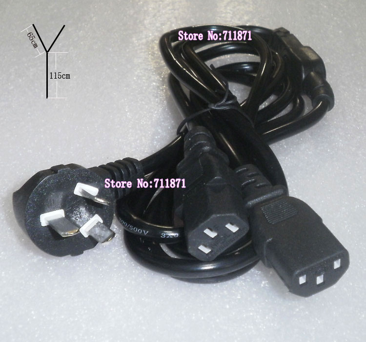 Desktop computer Monitor Power cord 1.8M 3X0.75mm Square Double IEC320 C14 Y Power Cable RVV 3P Split two C14 Female Power Line
