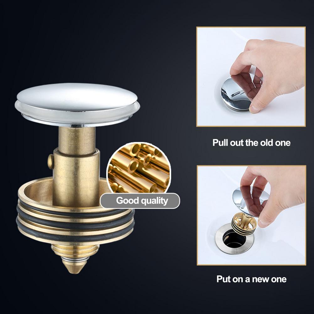 Bathtub Plug Bath Pop Up Waste Plug Seal Brass Bathroom Tub Drain Drainer Strainer Durable Universal Bounce Drainage Filter