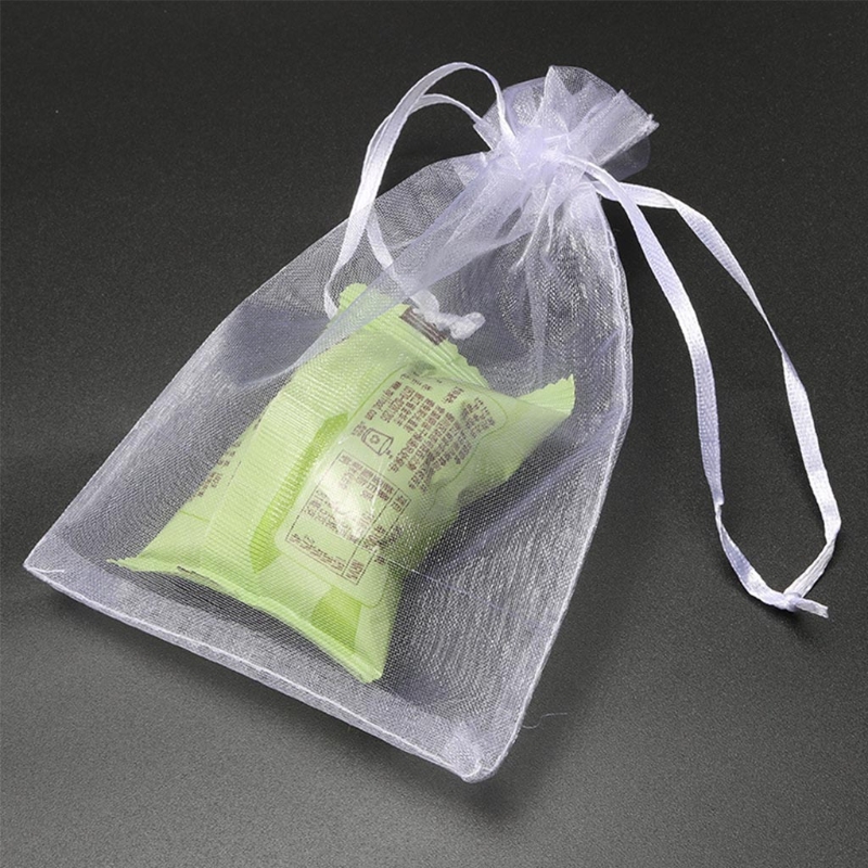 100Pcs Sheer Koord Organza Sieraden Pouches Wedding Party Kerst Halloween Thanksgiving Favor Bags 101A