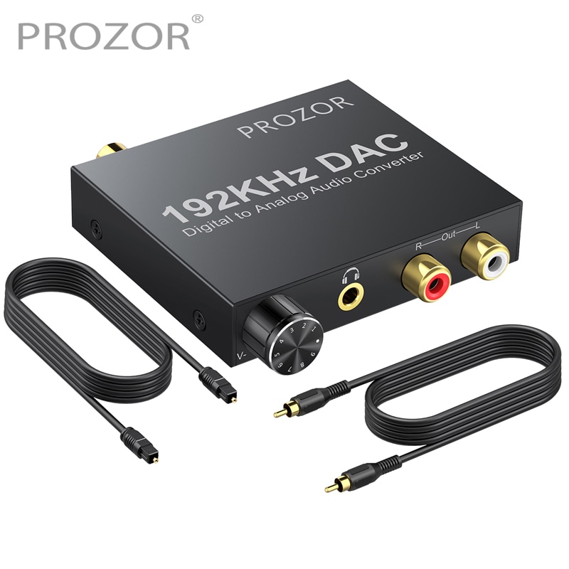192kHz DAC Converter Digital Optical Koaxial Toslink zu Analog L/R RCA 3,5mm Jack Audio Konverter Adapter mit Volumen Control