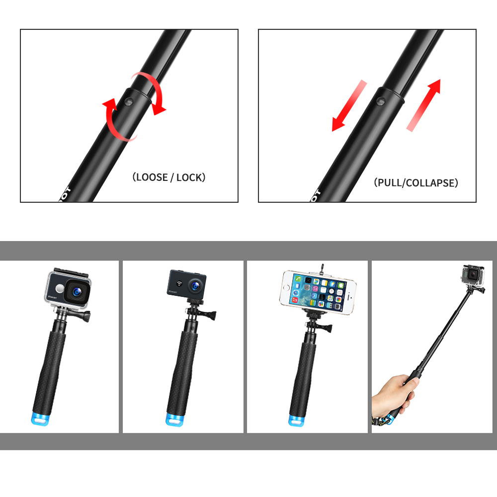 SCHIETEN 20-52cm Draagbare Selfie Stok Verlengen Monopod Voor Gopro Hero 7 8 5 Sessie Xiaomi Yi 4K SJCAM SJ4000 SJ5000 Eken h9 Camera