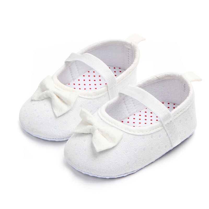 Zapatos de princesa con lazo para bebé recién nacido, antideslizantes, primera cuna, 0 a 18 meses: Blanco / 3