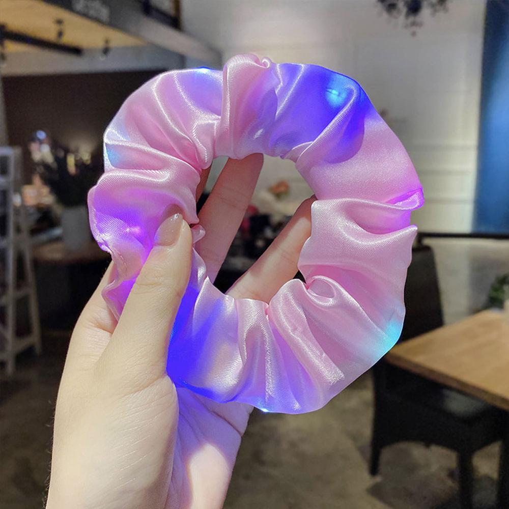 LED Light Luminous Colorful Scrunchies Headband Hair Accessories Girl Highly Elastic Large Intestine Loop Hair Rope: 07