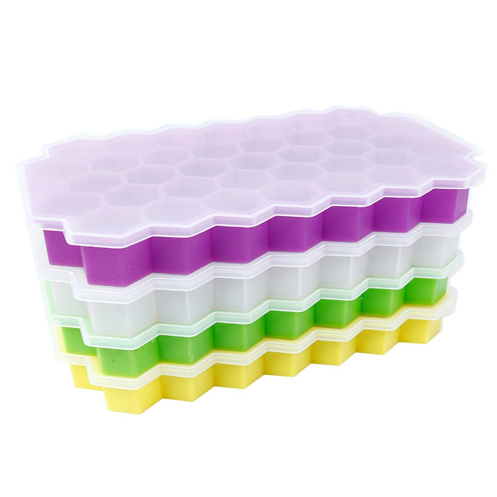 Silicone Honeycomb Shape Ice Cube Tray Silicone Ice Cube Maker Mold With Lids For Ice Cream Party Whiskey Cocktail Cold Drink