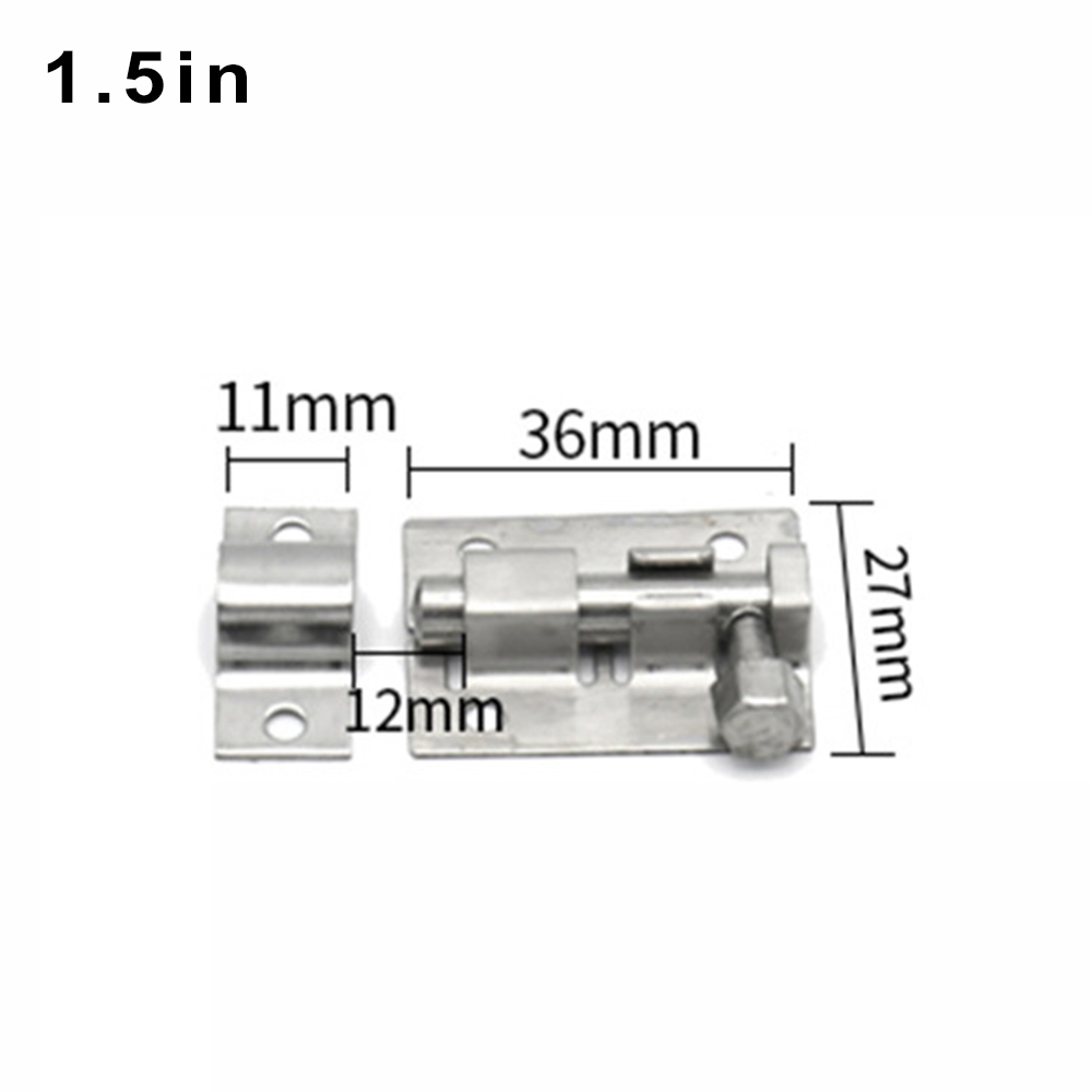 1.5/2/3/4 Inch Door Bolts Silver Stainless Steel Door Sliding Lock Barrel Bolt Durable Anti-theft Gate Safety Lock: 1