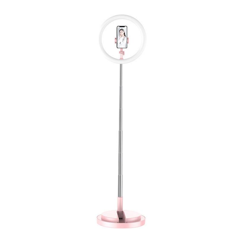 Nova y2 fotografia led selfie anel de luz 5 v usb pode ser escurecido câmera anel do telefone lâmpada com base redonda para maquiagem vídeo estúdio ao vivo: Rosa