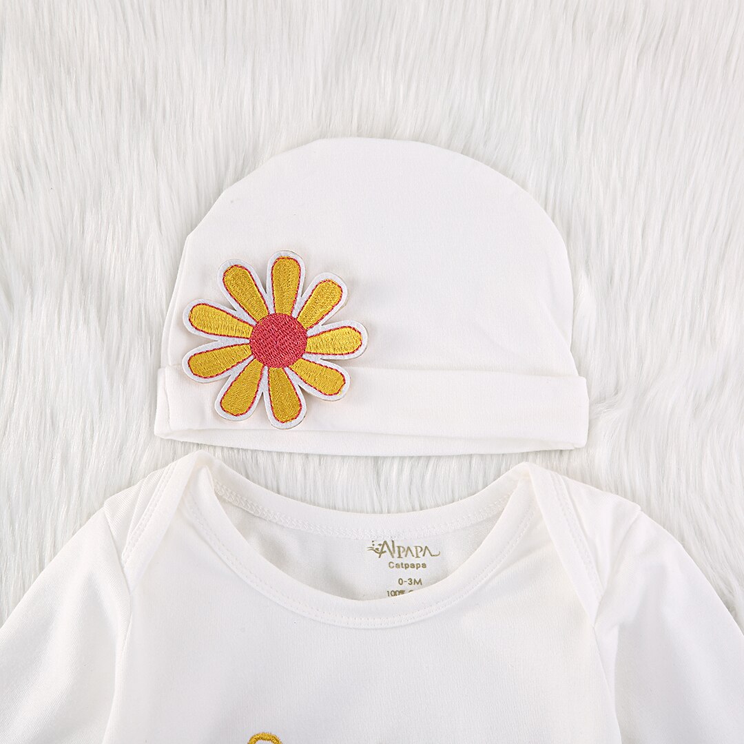 Baby pige nyfødt pige take home outfit langærmede blomsterkåber + hat 2 stk str. 3-6 m