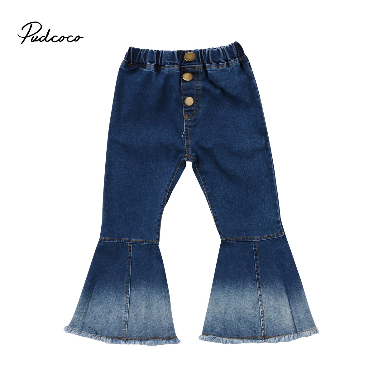 Pudcoco Girl Denim Jeans Toddler Kids Baby Girls Bell-Bottoms Denim Wide Leg Flare Jeans Infantil Autumn Long Trousers: Blue / 2T