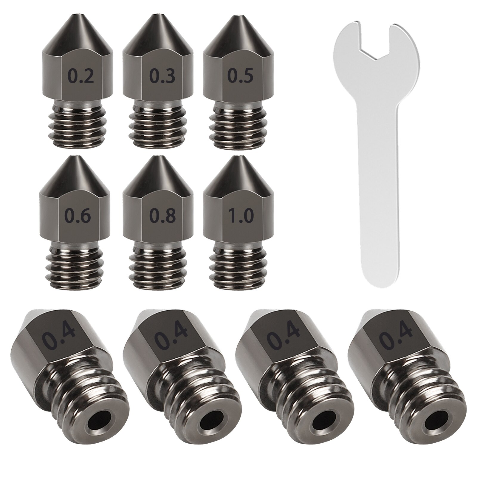 KINGROON MK8 E3D Nozzle V5 V6 M6 Thread Hard Steel Brass Nozzles for 1.75mm filament E3D MK8 Hotend Extruder 3D Printer Parts: MK8 Hard Steel 10pcs