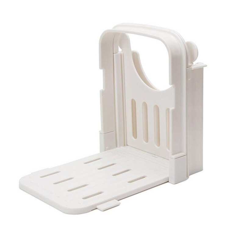 Foldebrødskærer, justerbar brødskæreguide til hjemmebrød, bagel toast brødskærer/skærer, brødskæremaskine, hvid