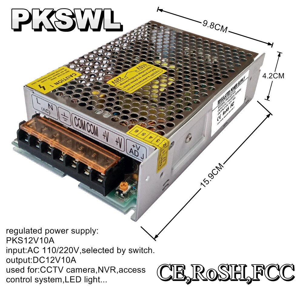 12V Power supply DC12V Power supply 10A AC110V/220V to DC 12 Volts 12V regulated switching Power Supply for CCTV and LED