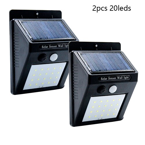 20 30 LED Solar Light Outdoor Solar Lamp PIR Motion Sensor Solar Panel Night Security Wall Light Garden Yard Path Waterproof: 2pcs 20leds