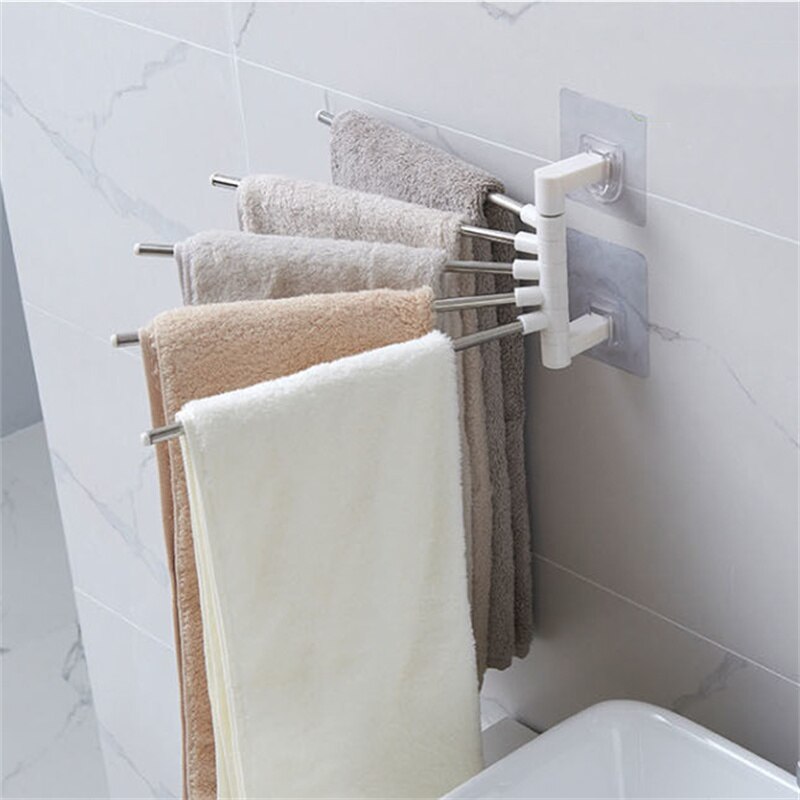 Punch-free Fold Towel Storage Rack Home Wall-mounted Bathroom Toilet Organization Rotate Storage Rod Shopping K127: 5