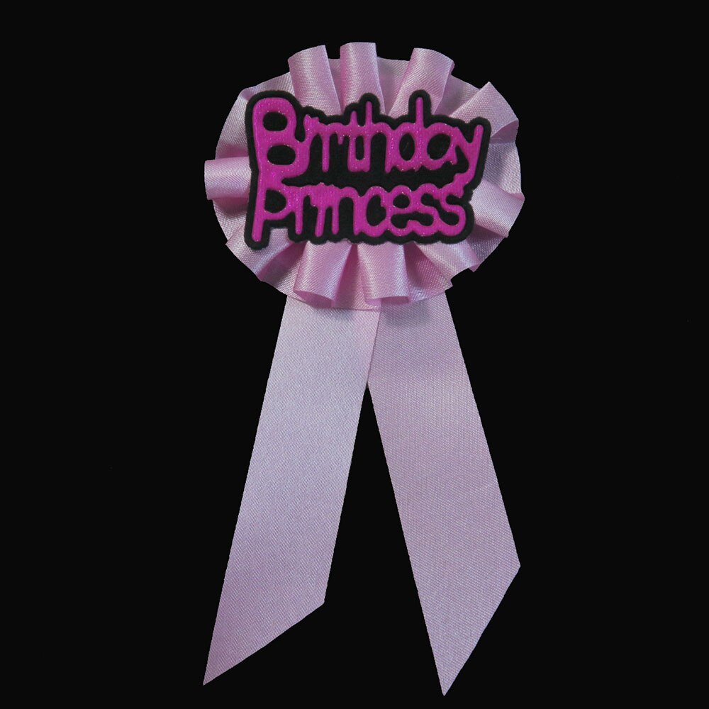 3 stuks lichtroze lint badge glitter roze knoop zwarte opdruk ster bruid aanstaande vrijgezellenfeest broche verjaardag prinses: Ppbroundbirthdaypr