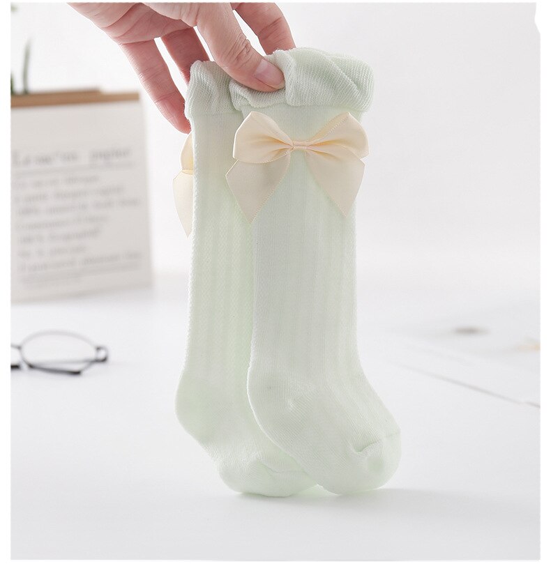 Babykousen strik katoenen sokken ademende lange sokken voor 0-3 jaar meisjes: D / 18-36m