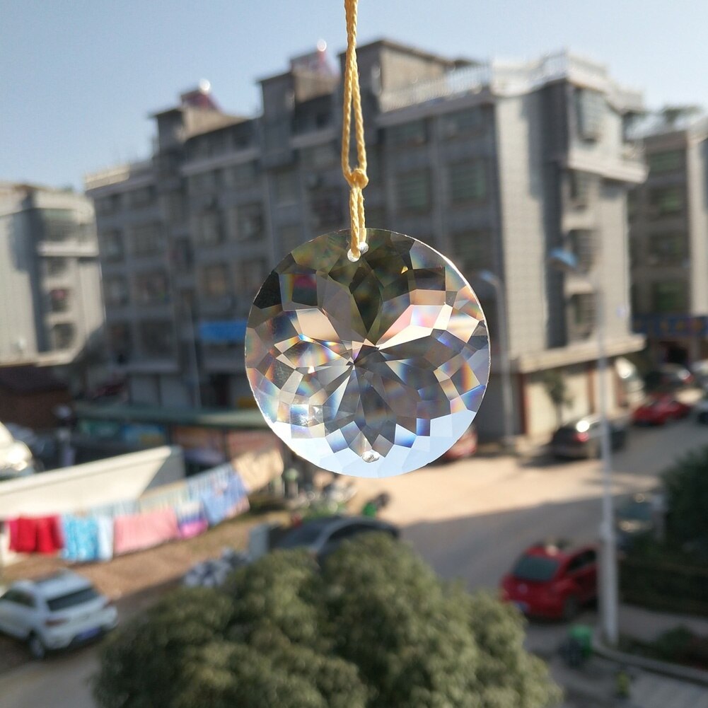 1pc bling suncatcher rund glas kunst sol charme krystal pendel hængende lampe prisme del gør-det-selv 45mm boligindretning