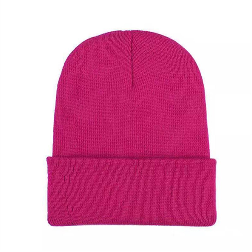 Bonnet unisexe solide | Mélange de laine, bonnet unisexe, bonnet d'automne et d'hiver, casquette tricotée chaude pour hommes et femmes, chapeaux Gorro bonnets de Ski: Rose Red
