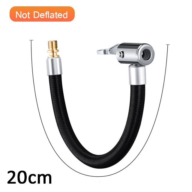 Tire Inflator Hose Extension Tube Air Pump Adapter Can Be Deflated Car Motorcycle Bike Tyre Inflatable Air Chuck Lock Tubes: GRAY