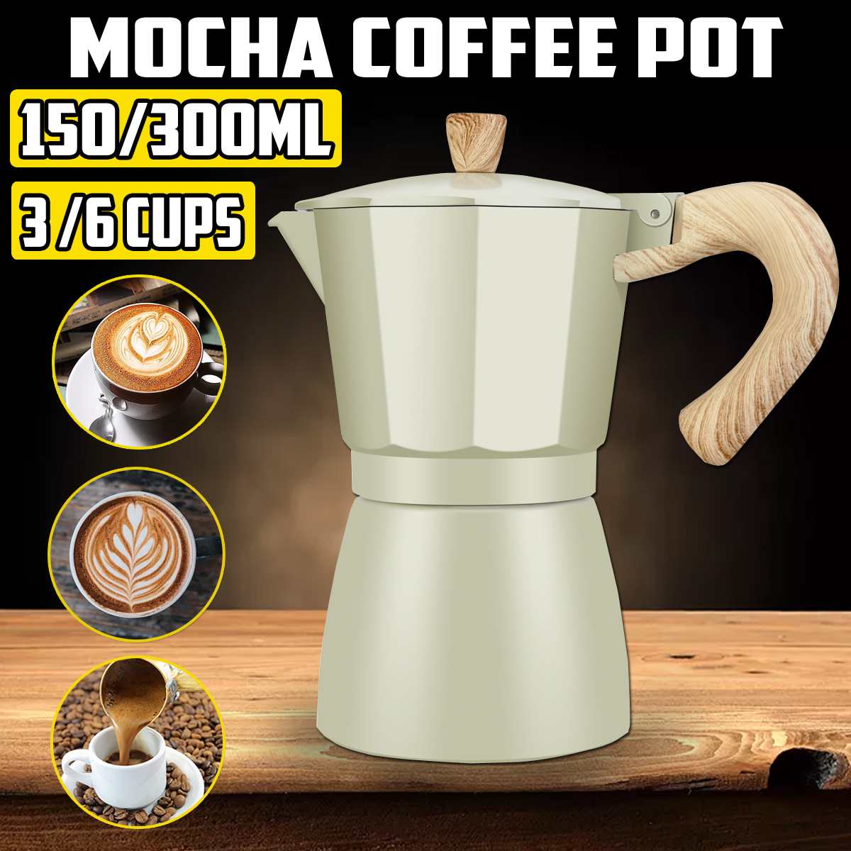 150ml 300ml kaffemaskine aluminium mokka espresso percolator pot kaffemaskine moka pot stovetop kaffemaskine