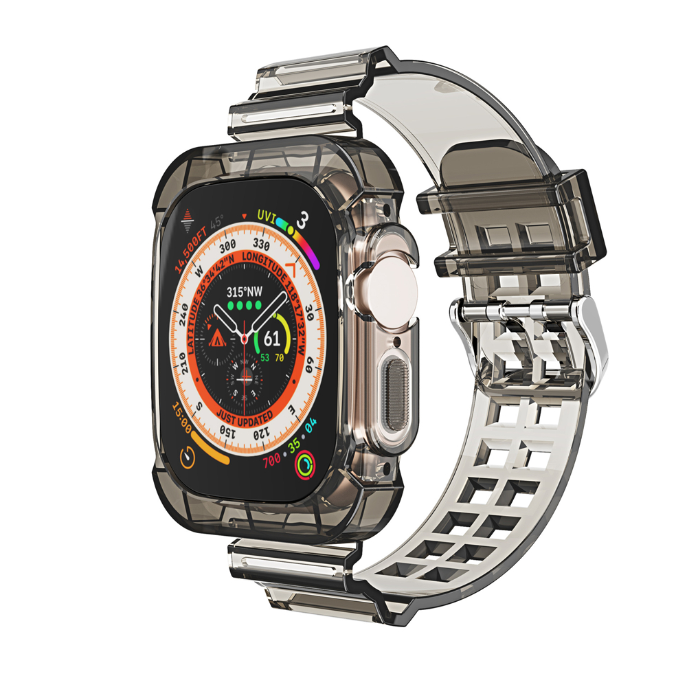 Transparentes Band + Gehäbenutzen für Apfel Uhr 9 8 7 6 SE 5 3 2 Ultra 2 49 mm, weiches transparentes Armbinde, iWatch-Armbinde 40 mm, 44 mm, 42 mm, 41 mm, 45 mm: Grün Blau / 16mm