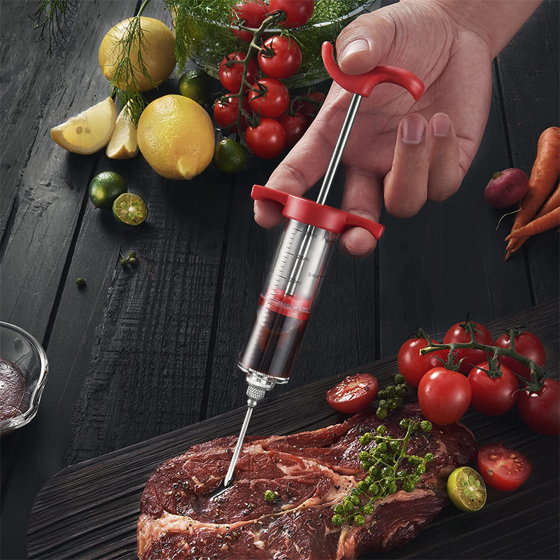 Vlees Injector Spuit Met 3 Marinade Injector Naalden voor BBQ Grill Turkije Injector Kit Marinade Smaak Injector