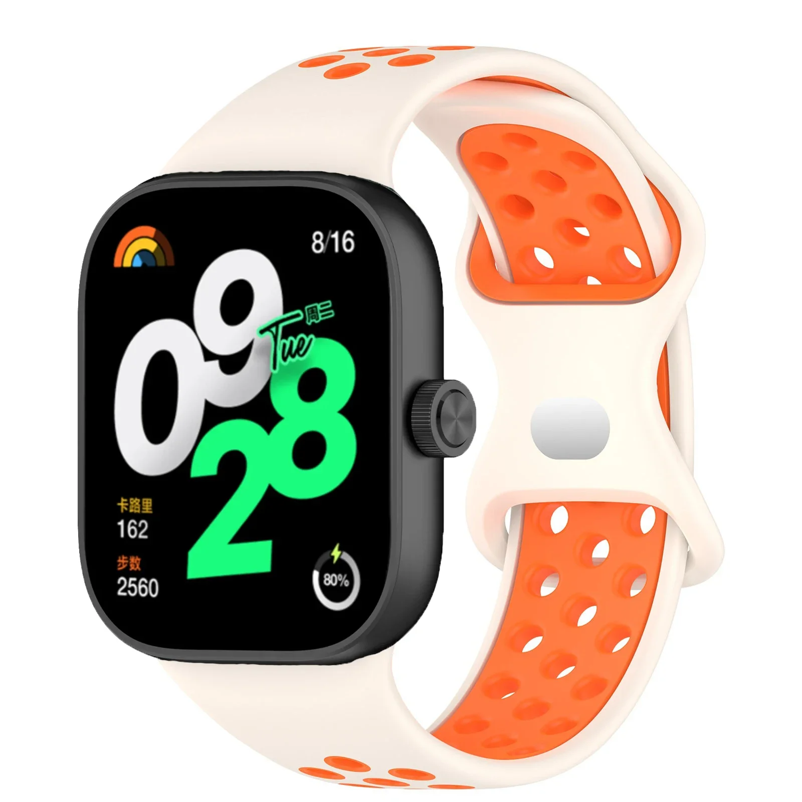 Offizielles Silikonarmband für Redmi Uhr 4 5 Bandzubehör Ersatz atmungsaktives Armbinde Armbinde Xiaomi Band 8 9 Profi Gürtel: Blau Weiß / 14mm