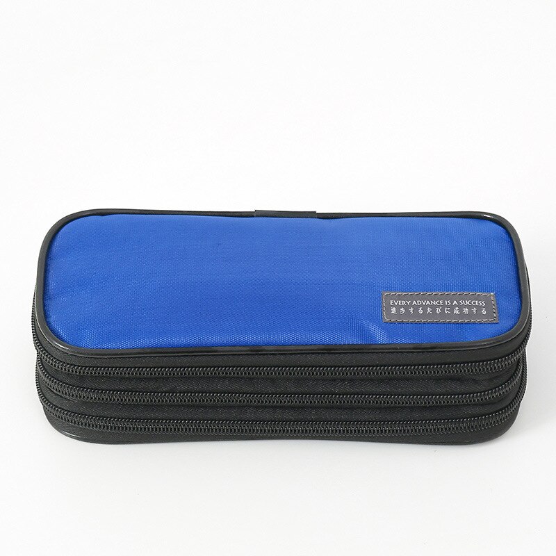 Estuche de lápices de tres capas de gran capacidad, Estuche escolar resistente al agua, Simple, Piornik Szkoln: B Blue