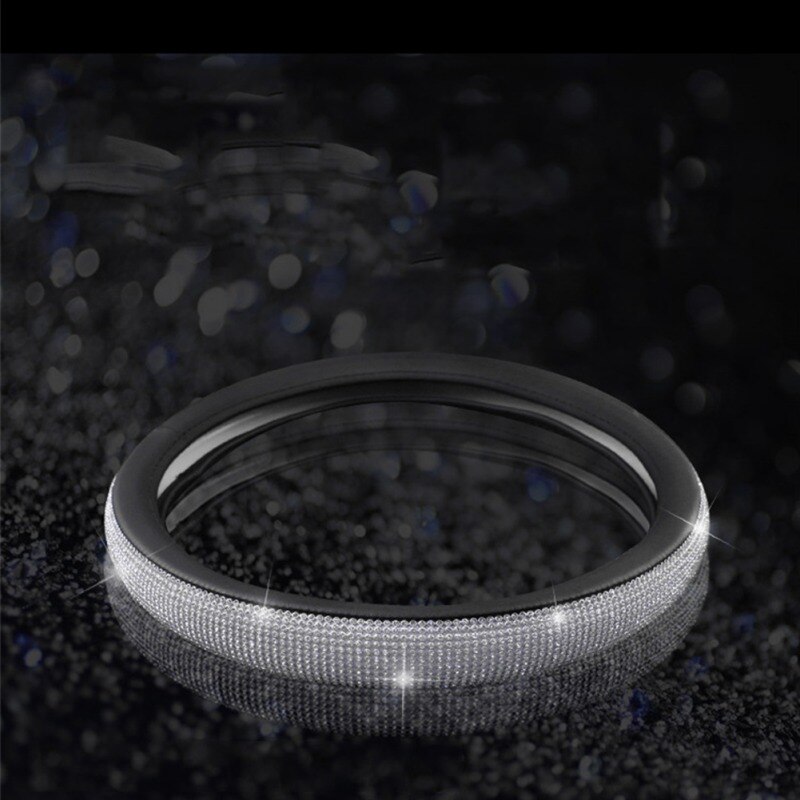 Luxury Crystal Diamond car steering wheel cover Rhinestones leather Auto steering wheel cover Car Interior Set Accessories: D