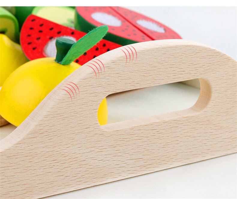 WOODADDY Simulation Gemüse/Obst Schneiden Set Holz Spielzeug Für Kinder Holz Tablett/Korb Lebensmittel Küche Spielzeug Bildungs Mädchen