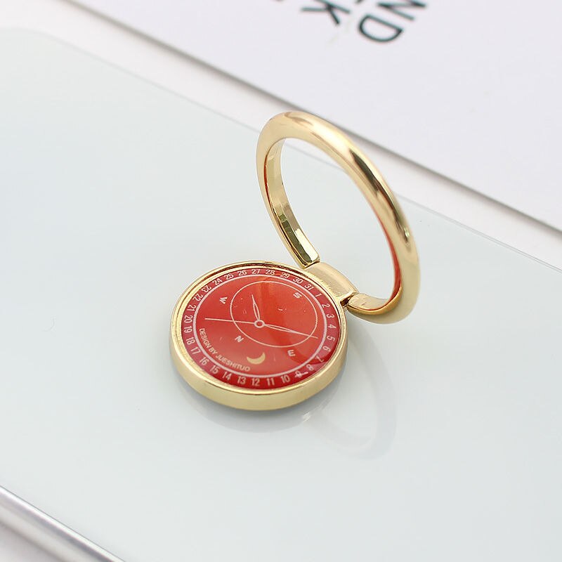 Small Fresh Mobile Phone Ring Holder Magnetic Car Bracket Tablet Stent Cute Watch Pattern Support Phone Stand for iphone X XS XR: gold ring red