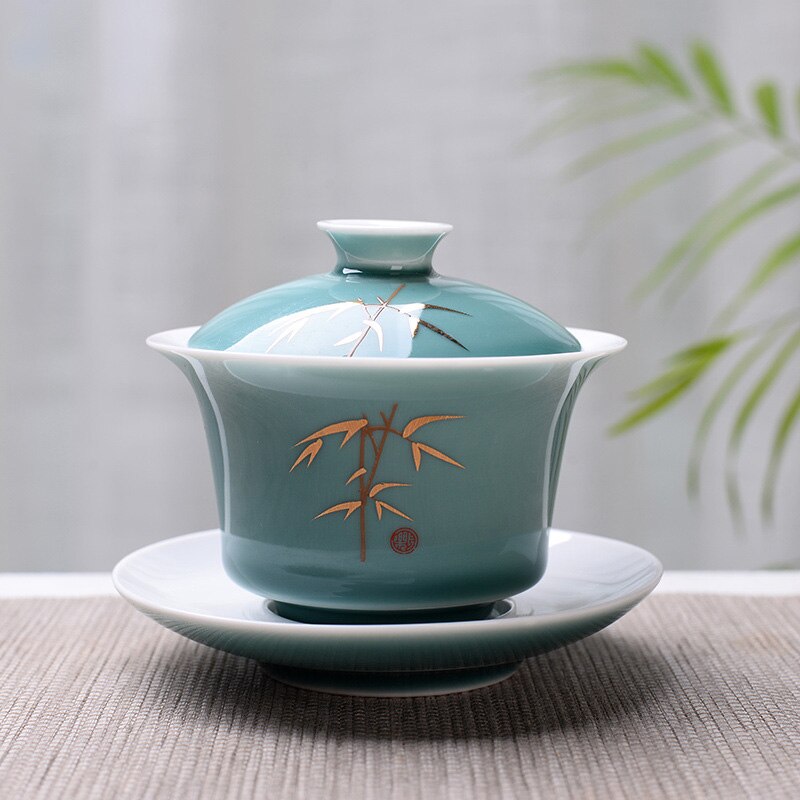 150ml KungFu Tea Set Advanced Obsidian Tea Tureen,Chinese Kung Fu Flower Gaiwan Puer Kettle,Teapot lovers must have: 01