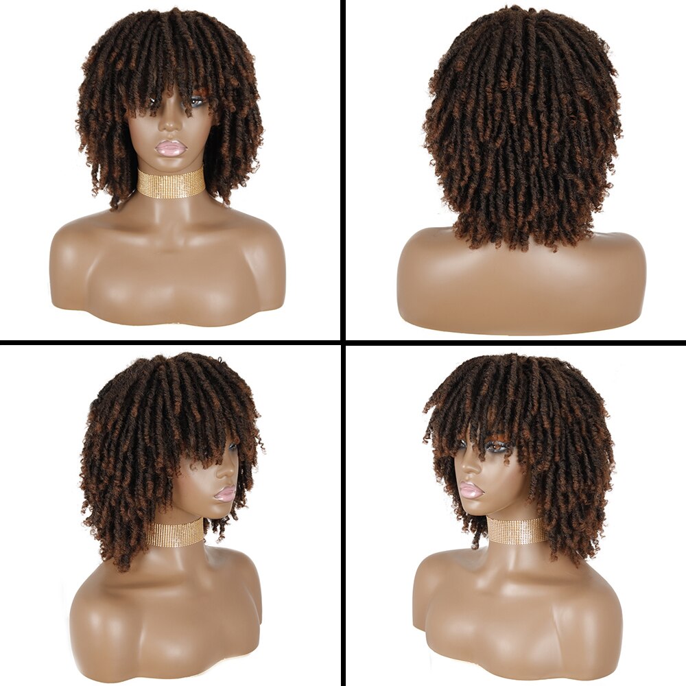 AZqueen African Curly Hair Wigs For Black Women Natural Styling Twist Braid Wigs Synthetic Black Short Dreadlock Braided Wigs