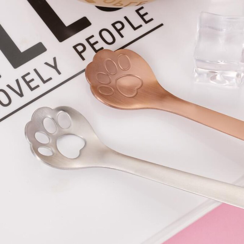 1Pcs Cute Style Cat Paw Spoon For Tea Coffee Milk Drink Ice Cream Cake Stainless Steel Tableware