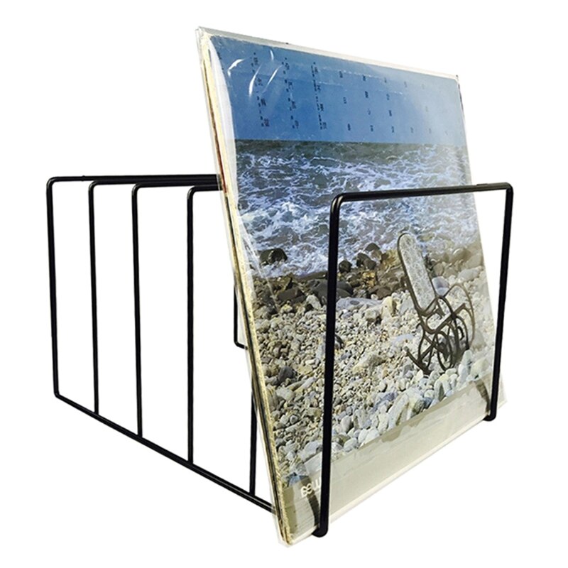 Black Metal LP Vinyl Record Display Shelf Turntable Record Collection Storage Shelf Exhibit Stand Holder