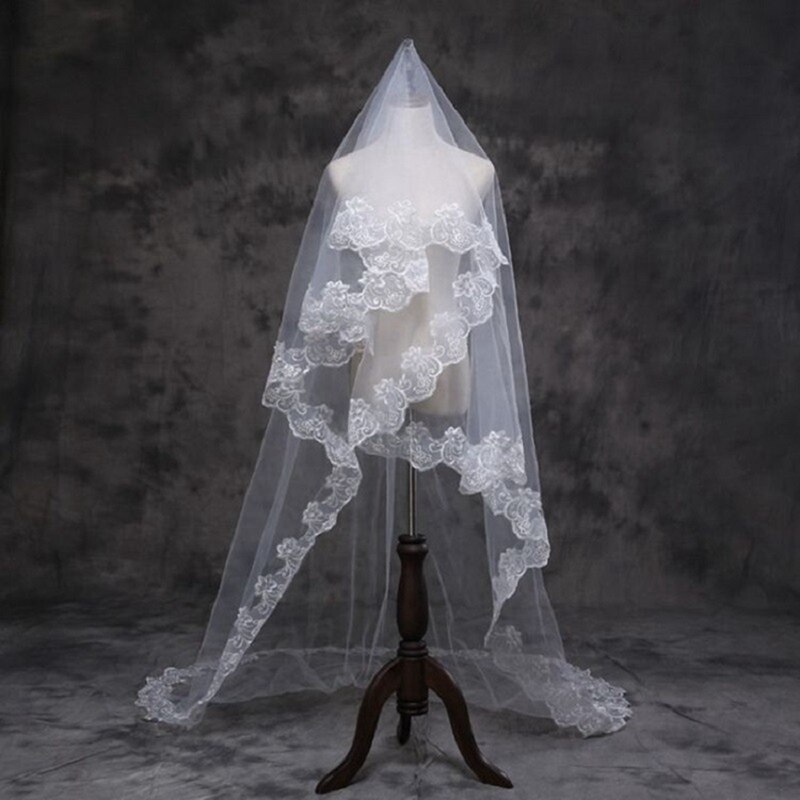 Mariage 3M One Layer Lace Edge White Ivory Cathedral Wedding Veil Long Bridal Veil Cheap Wedding Accessories Veu de Noiva