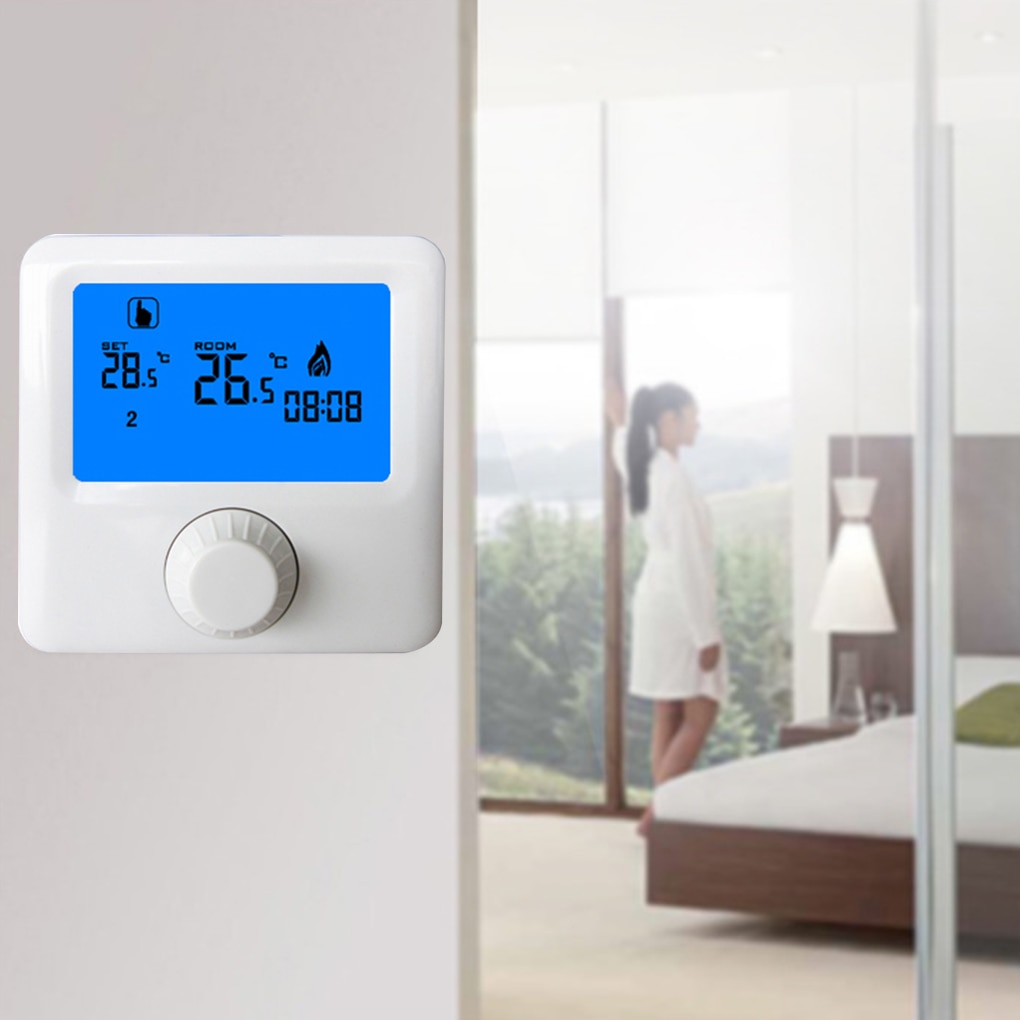 Weekly Programmable Room Heating Thermostat Digital Temperature Controller LCD Display Wall-hung Gas Boiler Thermostat