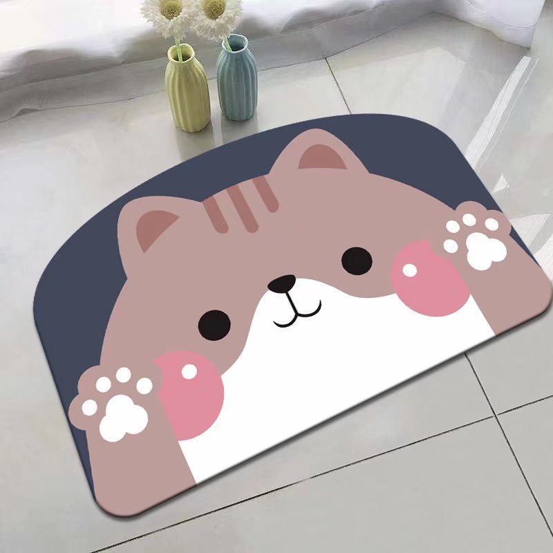 Panda Cartoon Hond Patroon Zachte Kussen Badmat Quick Dry Super Absorberende Non-Slip Badkamer Tapijt Diatomeeën Modder Tapijten waterdicht: 45x70cm / Bruin