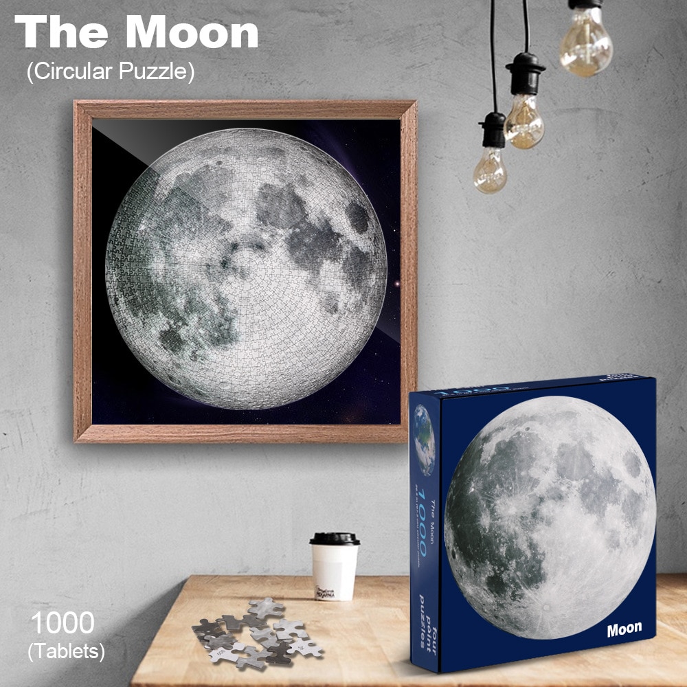 1000 Teile Puzzle Rund – Regenbogen Mond Erde Design, Pädagogisches Spielzeug Für Kinder & Erwachsene