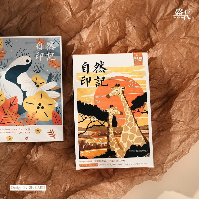 30 feuilles/Set mignon animaux et Nature carte postale empreinte naturelle carte de voeux anniversaire carte carte Message