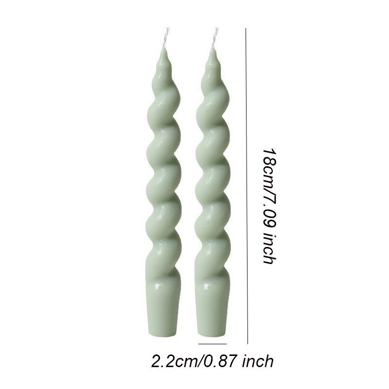 2 Stuks Lange Versierd Kaarsen Spiraal Vormige Geurkaars Home Decor Accessoires Lange Staaf Twisted Aroma Kaarsen Huishoudelijke Kaarsen: green