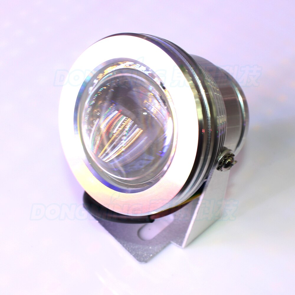 Kupera linssi led vedenalainen valo lämmin valkoinen/valkoinen uima-allasvalot 10w dc 12v ip68 vedenpitävää  + 12v 10w virtalähde