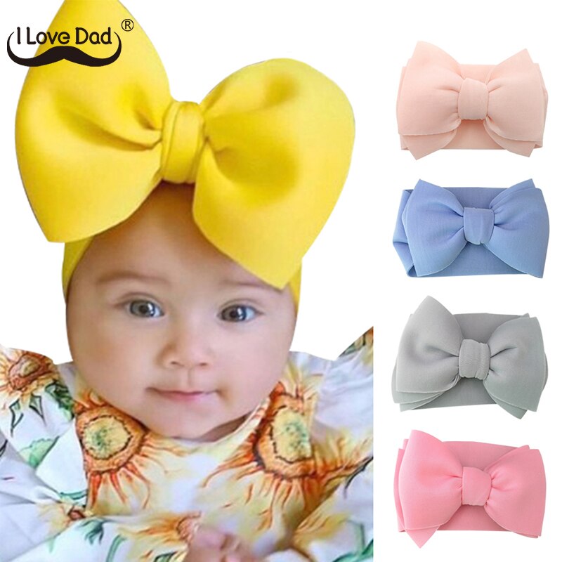 Turban à gros nœud pour bébé fille, bandeau large et doux, élastique pour -né, accessoires pour cheveux, , 3 pièces/ensemble