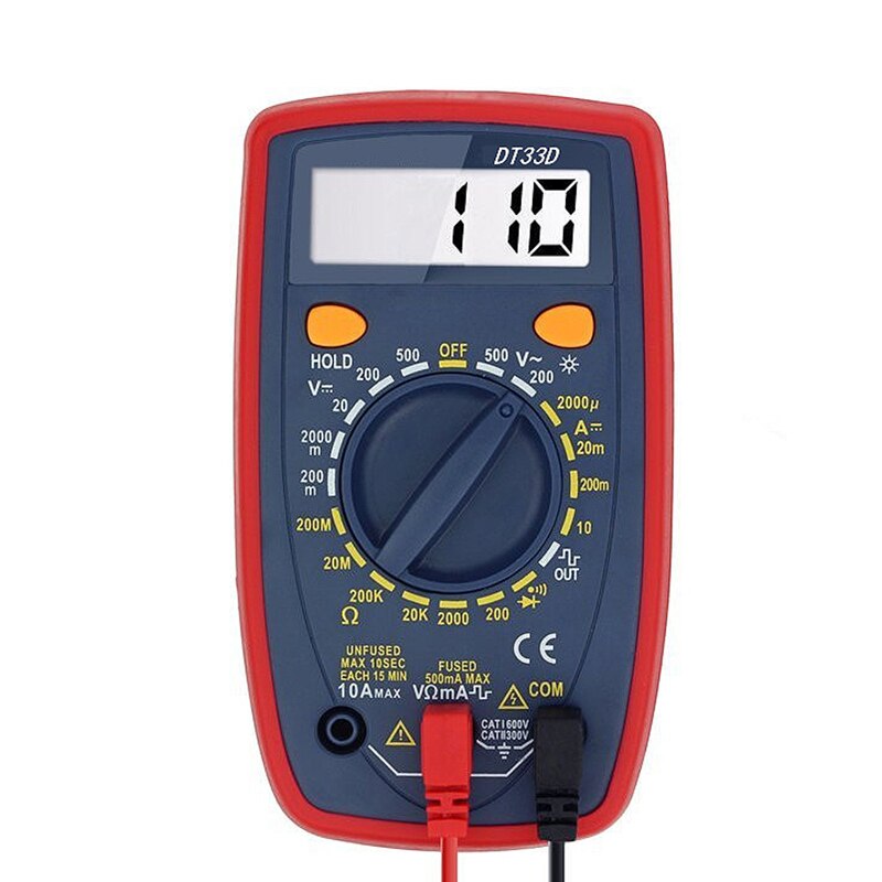 -DT33D Multimeter AC DC Voltage LCD Digital Multimeter Resistance Meter Diode Tester